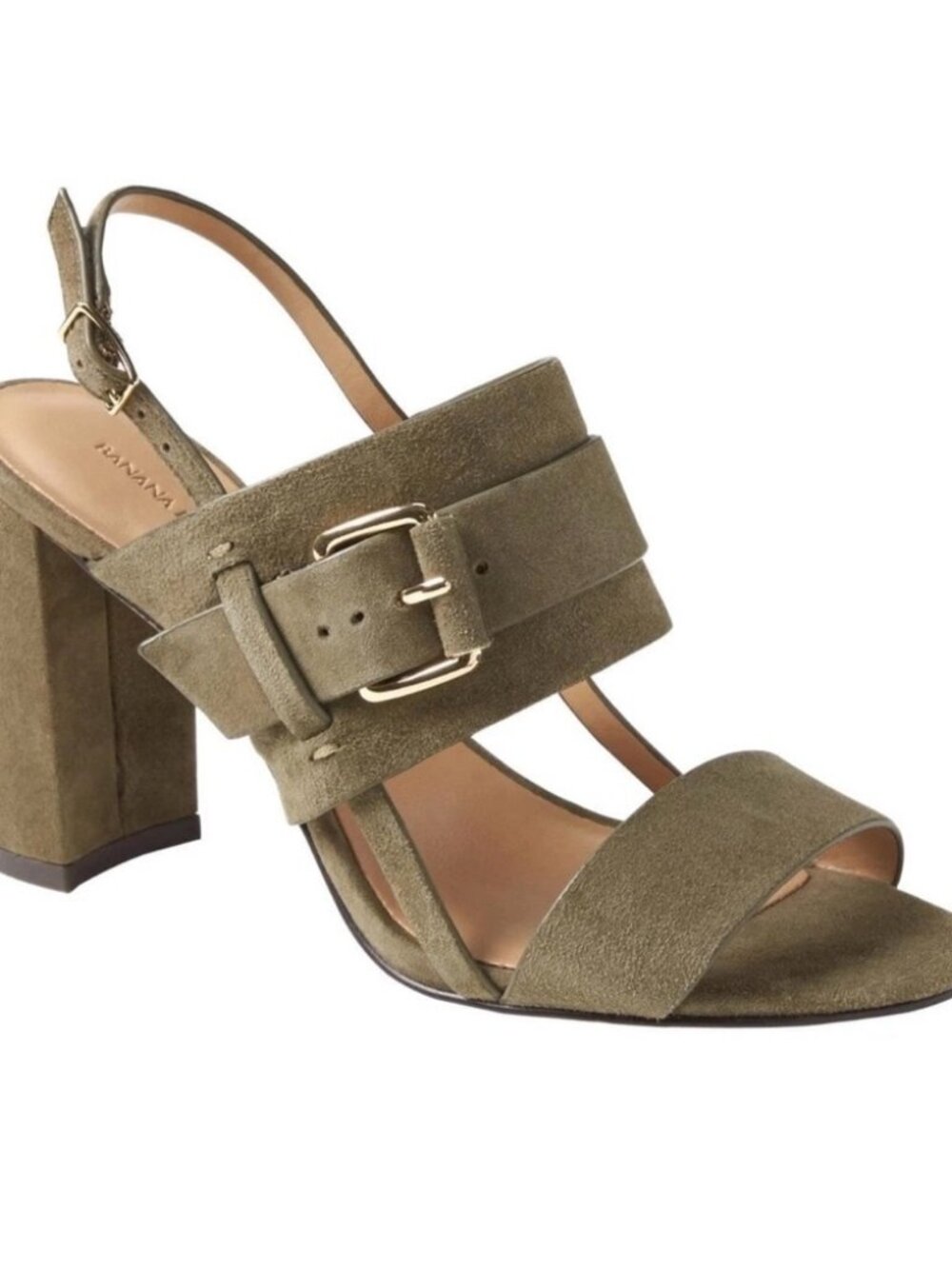 Banana Republic Double-Strap Buckle High Heel Sandal In Tan Suede Size 7